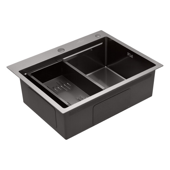 Додаткове фото - Комплект кухонна мийка Kroner Schwarze-6350HM PVD + змішувач Graz-GRP03815 + дозатор Spender-SCH049