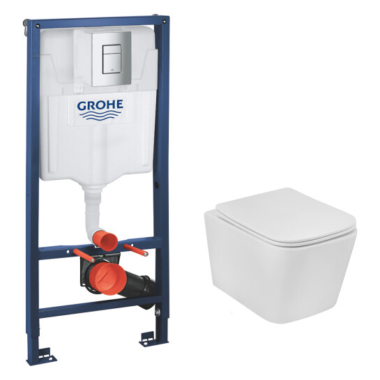 Головне фото - Комплект 4 в 1: Інсталяція Grohe Rapid SL 3 в 1 38772001 + Унітаз безободковий Kroner Eifel WHI483429 TORNADO з сидінням Slim Duroplast / Soft-close / Quick relase KE483429WHIT (38772001KE483429)