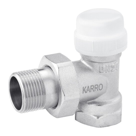 Головне фото - Кран термостатичний кутовий Karro 3/4" ВЗ нікельований KR-2021