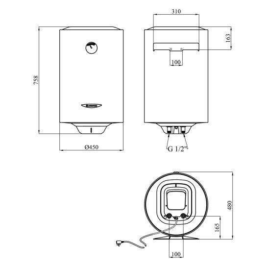 Додаткове фото - Водонагрівач Ariston SG1 80 V EU з мокрим ТЕНом 3213001