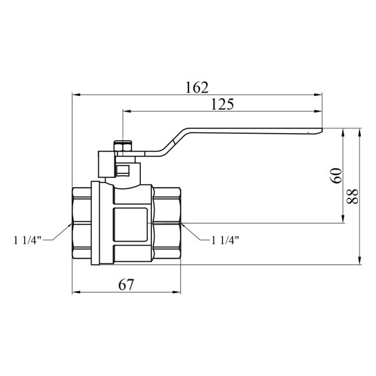 Додаткове фото - Кран кульовий Valves 1 1/4" ВВ PN30 синя ручка