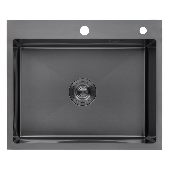 Додаткове фото - Комплект кухонна мийка Kroner Schwarze-6050HM PVD + змішувач Ersel-GRP03393BLK + дозатор Spender-026