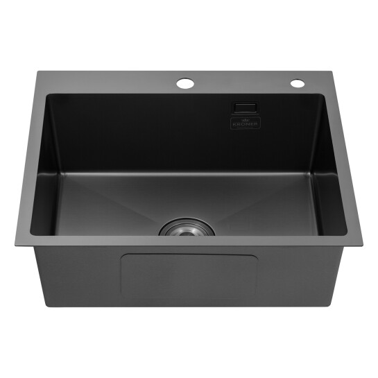 Додаткове фото - Комплект кухонна мийка Kroner Schwarze-6050HM PVD + змішувач Ersel-GRP03393BLK + дозатор Spender-026