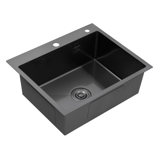 Додаткове фото - Комплект кухонна мийка Kroner Schwarze-6050HM PVD + змішувач Ersel-GRP03393BLK + дозатор Spender-026