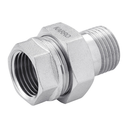 Головне фото - Згін-американка пряма Karro 1 1/2" ВЗ нікельована KR-3102