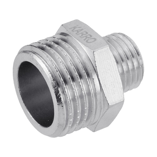 Головне фото - Ніпель перехідний Karro 1/2"х1/4" ЗЗ нікельований KR-3114