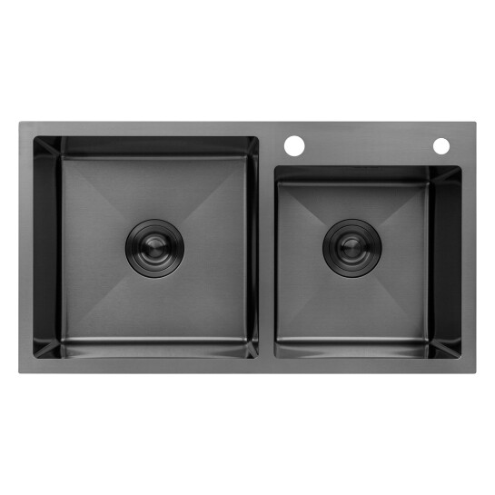 Головне фото - Кухонна мийка Kroner KRP Schwarze - 7843ZHM PVD (3.0/1.0 мм)