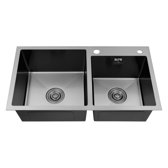 Додаткове фото - Кухонна мийка Kroner KRP Schwarze - 7843ZHM PVD (3.0/1.0 мм)