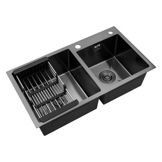 Додаткове фото - Кухонна мийка Kroner KRP Schwarze - 7843ZHM PVD (3.0/1.0 мм)