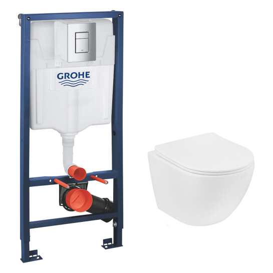 Головне фото - Комплект 4 в 1: Інсталяція Grohe Rapid SL 3 в 1 38772001 + Унітаз безободковий Kroner Harz WHI483632 TORNADO з сидінням Slim Duroplast / Soft-close / Quick relase KH483632WHIT (38772001KH483632)