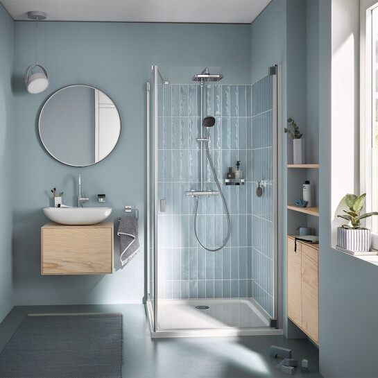 Додаткове фото - Набір змішувачів 2 в 1 для ванної кімнати Grohe QuickFix Vitalio Comfort Cube зі змішувачем для раковини Dice (UA203101TM)
