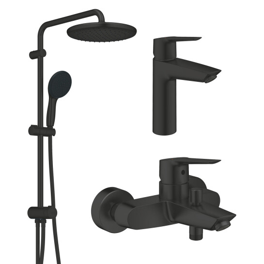 Головне фото - Набір змішувачів 3 в 1 для ванної кімнати Grohe QuickFix Start Black UA303305RM