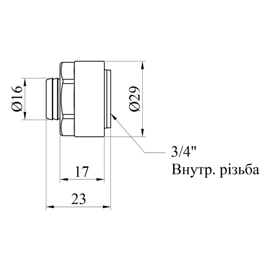 Додаткове фото - Євроконус металопластиковий Karro 16х3/4" РВ латунний KR-1035