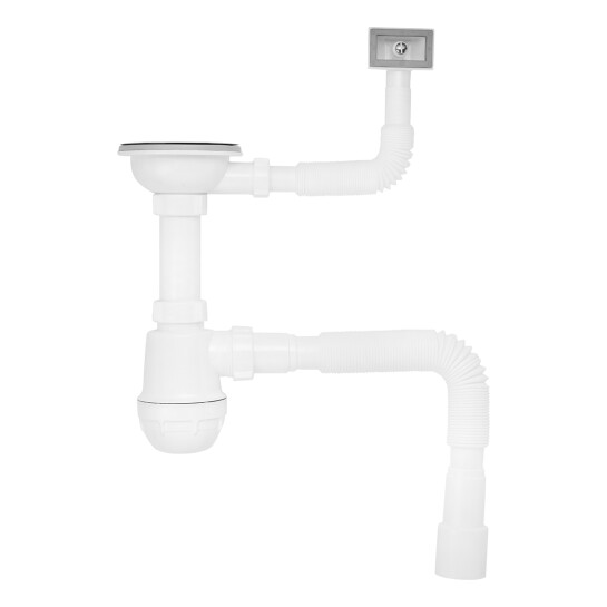 Головне фото - Сифон для кухонної мийки Kroner KRP - KS02 3 1/2"х40/50 мм з квадратним переливом