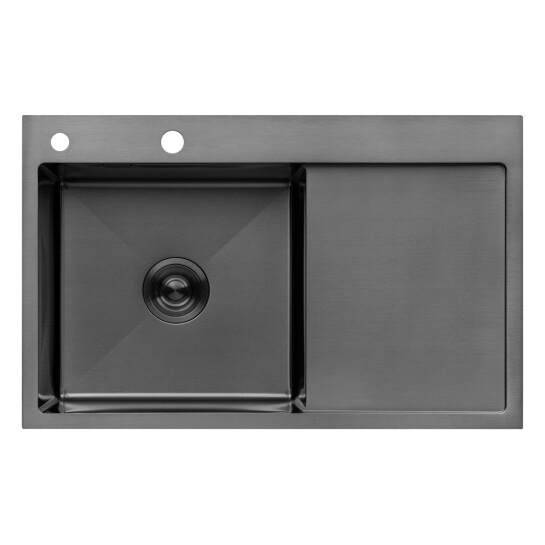 Головне фото - Кухонна мийка Kroner KRP Schwarze - 7849LHM PVD (3.0/1.0 мм)