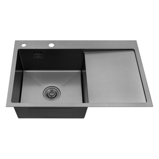 Додаткове фото - Кухонна мийка Kroner KRP Schwarze - 7849LHM PVD (3.0/1.0 мм)
