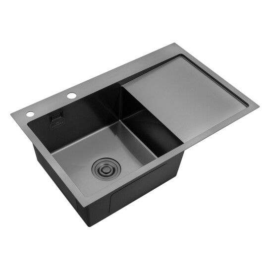 Додаткове фото - Кухонна мийка Kroner KRP Schwarze - 7849LHM PVD (3.0/1.0 мм)