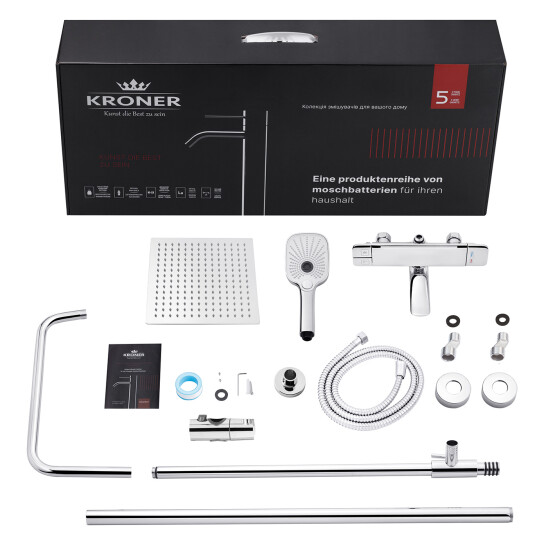 Додаткове фото - Набор 2 в 1 душова система Kroner Makon-C063 + змішувач Makon-C010