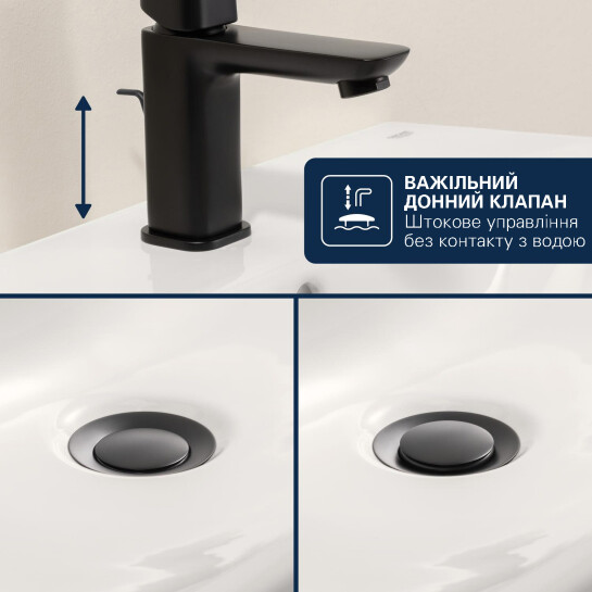 Додаткове фото - Змішувач для раковини Grohe QuickFix Dice M-Size 1018322430 з донним клапаном