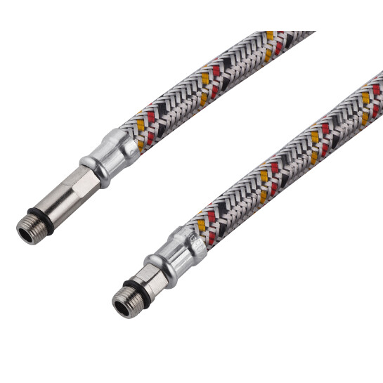 Додаткове фото - Гнучка підводка для підключення змішувача Kroner KRP 1/2"хМ10 ВЗ 60 см в обплетенні з нержавіючої сталі (пара)