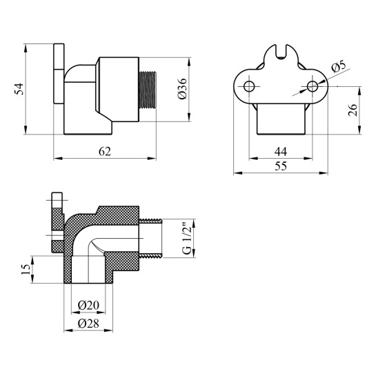 Додаткове фото - Коліно настінне PPR Rozma 20х1/2'' РЗ