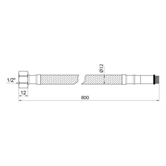 Додаткове фото - Гнучка підводка для підключення змішувача Kroner KRP 1/2"хМ10 ВЗ 80 см в обплетенні з нержавіючої сталі (пара)