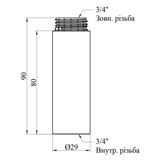 Додаткове фото - Подовжувач Karro 3/4" ВЗ, L=80 мм хромований KR-3209