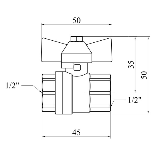 Додаткове фото - Кран кульовий для газу Valves 1/2" ВВ PN30 жовтий метелик, нікельований
