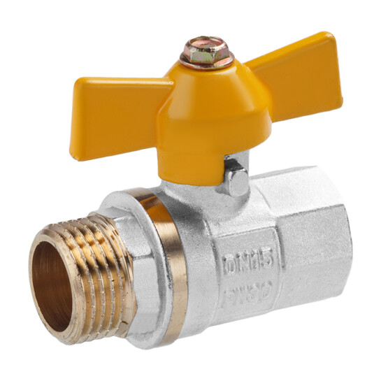 Головне фото - Кран кульовий для газу Valves 1/2" ВЗ PN30 жовтий метелик, нікельований