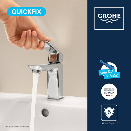 Додаткове фото - Змішувач для раковини Grohe QuickFix Dice S-Size 1018570000 з донним клапаном