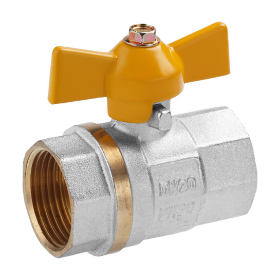Головне фото - Кран кульовий для газу Valves 3/4" ВВ PN30 жовтий метелик, нікельований