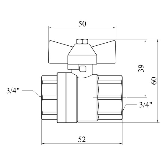 Додаткове фото - Кран кульовий для газу Valves 3/4" ВВ PN30 жовтий метелик, нікельований