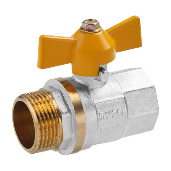Головне фото - Кран кульовий для газу Valves 3/4" ВЗ PN30 жовтий метелик, нікельований