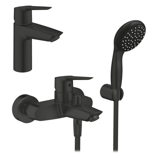 Головне фото - Набір змішувачів 3 в 1 для ванної кімнати Grohe QuickFix Start Black UA303301SQ