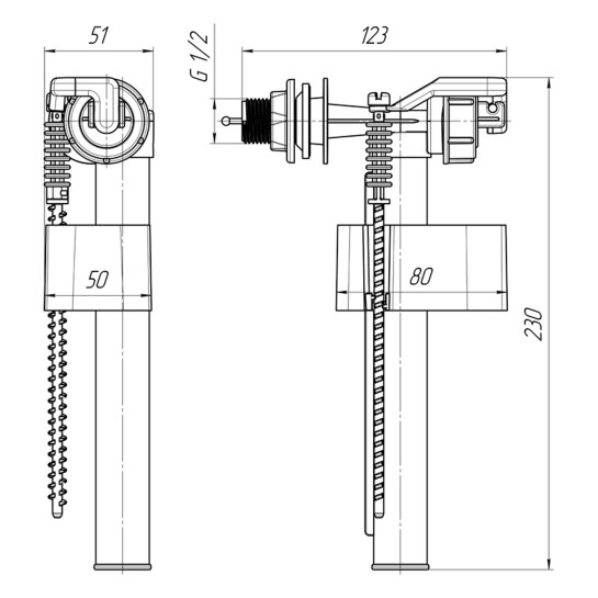 Додаткове фото - Арматура ANIplast клапан бокової подачі 1/2" WC5050EU