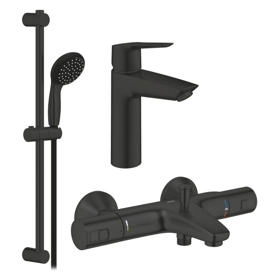 Головне фото - Набір змішувачів 3 в 1 для ванної кімнати Grohe QuickFix Start Black UA303304TM