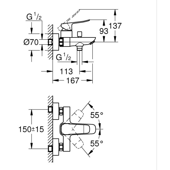 Додаткове фото - Змішувач для ванни Grohe QuickFix Dice 1018722430