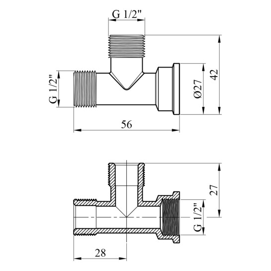 Додаткове фото - Трійник Karro 1/2" ЗЗВ нікельований KR-3213