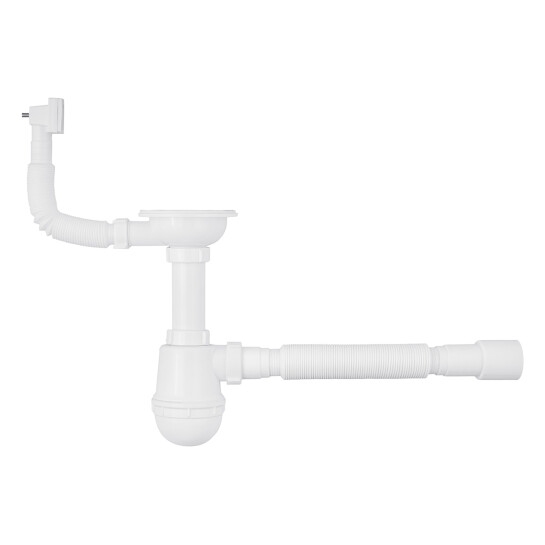 Головне фото - Сифон для кухонної мийки Agua KS02 3 1/2"х40/50 мм з різьбовим випуском, з квадратним переливом