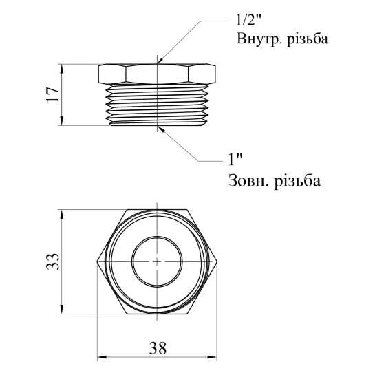Додаткове фото - Футорка WaGa 1/2"х1" ВЗ нержавіюча сталь