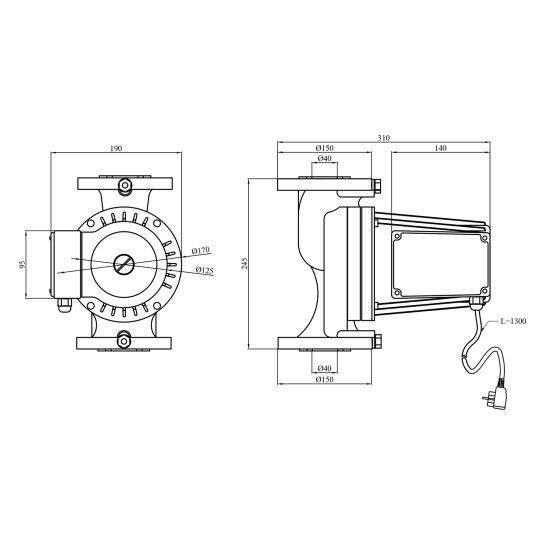 Додаткове фото - Насос циркуляційний фланцевий Pumpman GRS40/10F Нmax 10 м Qmax 18 куб.м 550 Вт