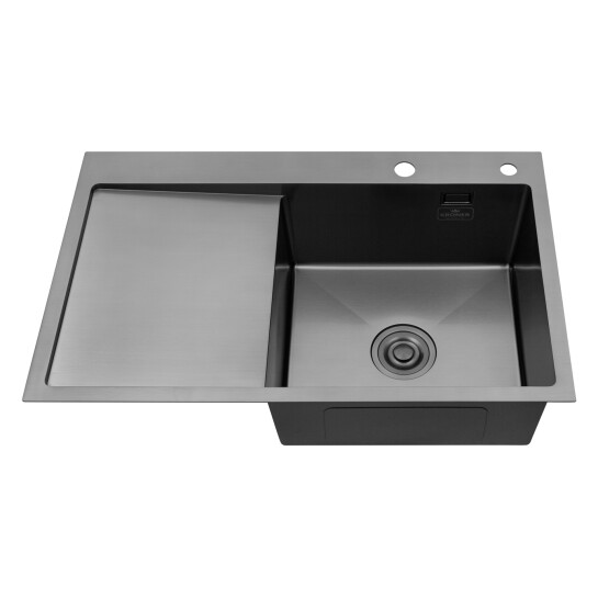 Додаткове фото - Комплект кухонна мийка Kroner Schwarze-7849RHM PVD + змішувач Edelstahl Klassisch-SCH035PVD + дозатор Spender-026