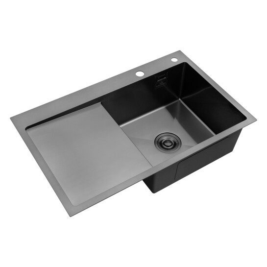 Додаткове фото - Комплект кухонна мийка Kroner Schwarze-7849RHM PVD + змішувач Edelstahl Klassisch-SCH035PVD + дозатор Spender-026