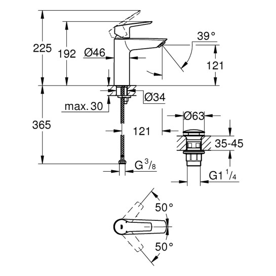 Додаткове фото - Змішувач для раковини Grohe QuickFix Start M-Size 24204002