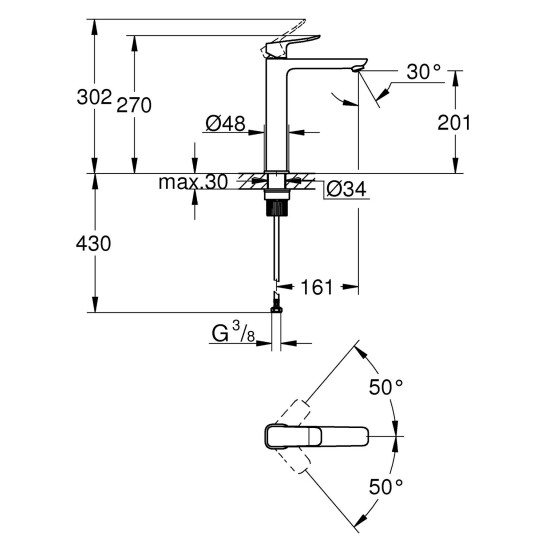 Додаткове фото - Змішувач для раковини Grohe QuickFix Dice XL-Size 1018922430