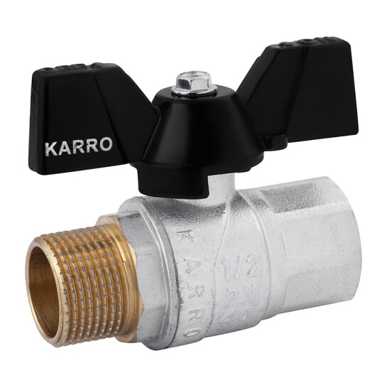 Головне фото - Кран кульовий Karro "Premium" 1/2" ВЗ PN40 метелик, нікельований