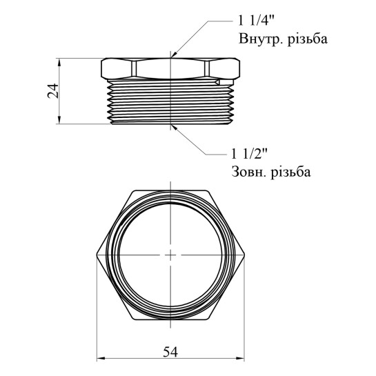 Додаткове фото - Футорка посилена LexLine 1 1/2"х1 1/4" ЗВ нікельована НК0723-Вн