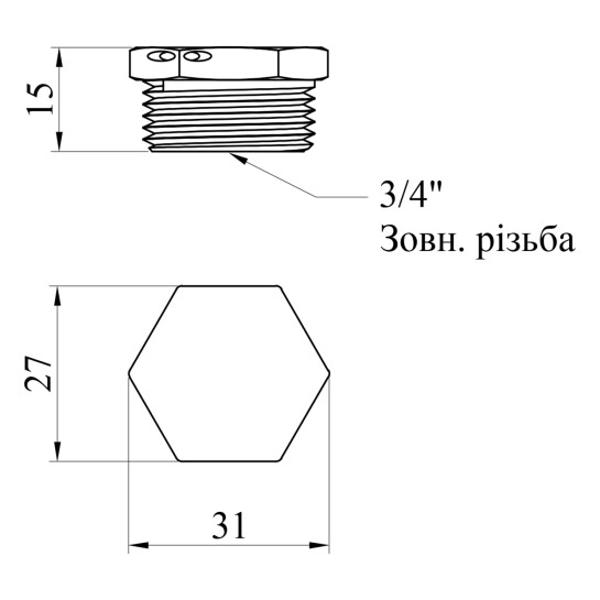 Додаткове фото - Пробка під пломбу WaGa 3/4" РЗ нержавіюча сталь 