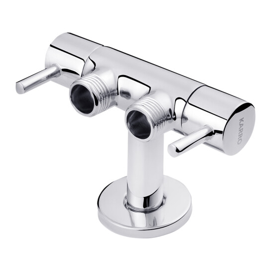 Головне фото - Кран приладовий для підключення Karro 1/2"x1/2"x1/2" ЗЗЗ на 2 виходи, хромований KR-3155