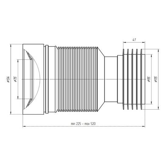 Додаткове фото - Гофра для унітаза ANIplast D-110 мм 230-500 мм К828